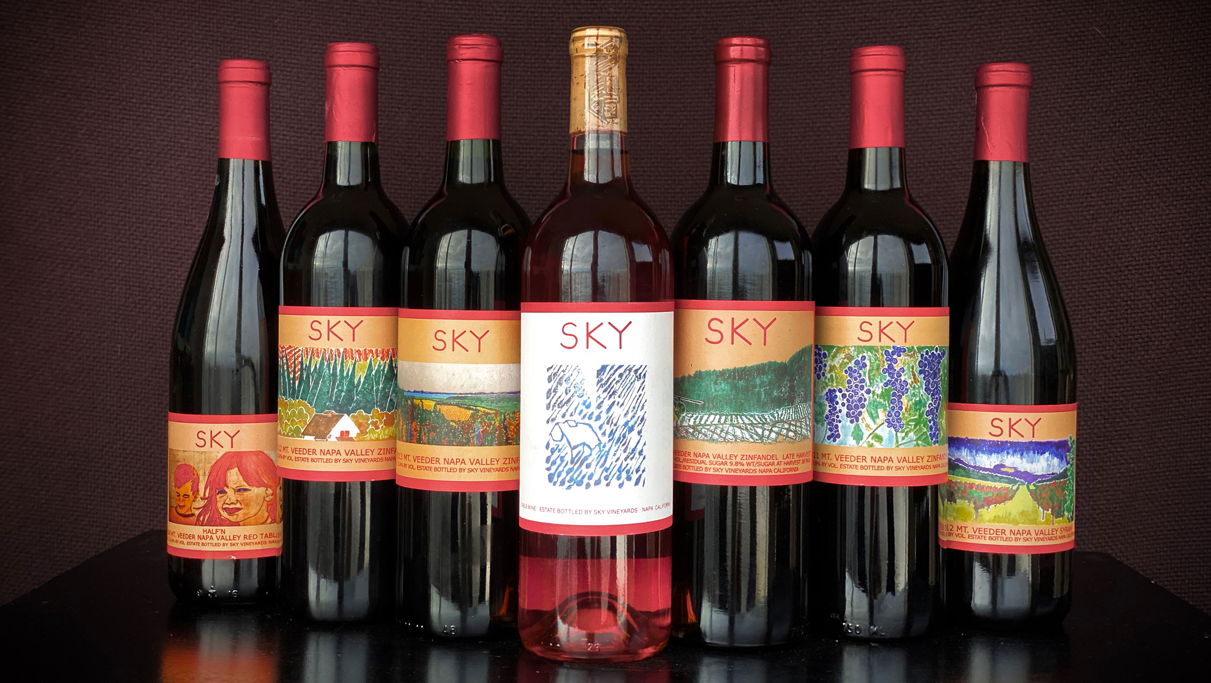 A variety of wines from Sky Vineyards